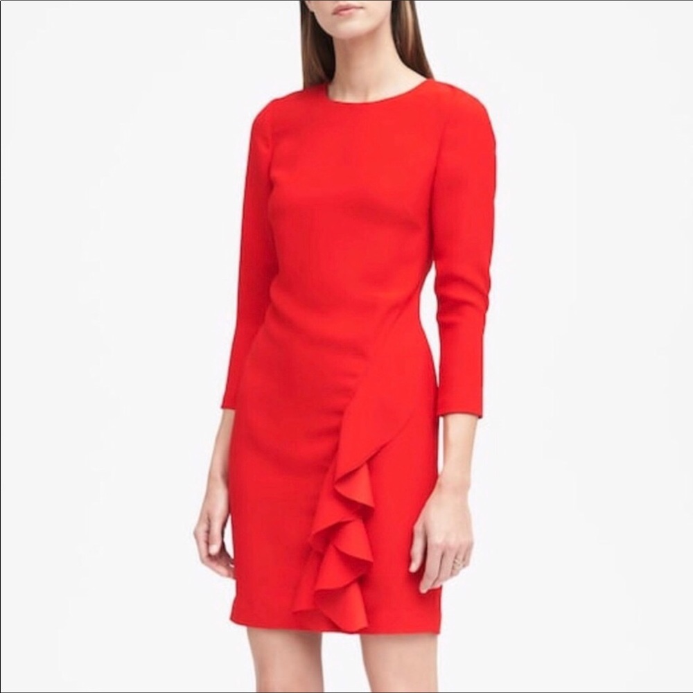 Banana Republic Red Ruffled Dress